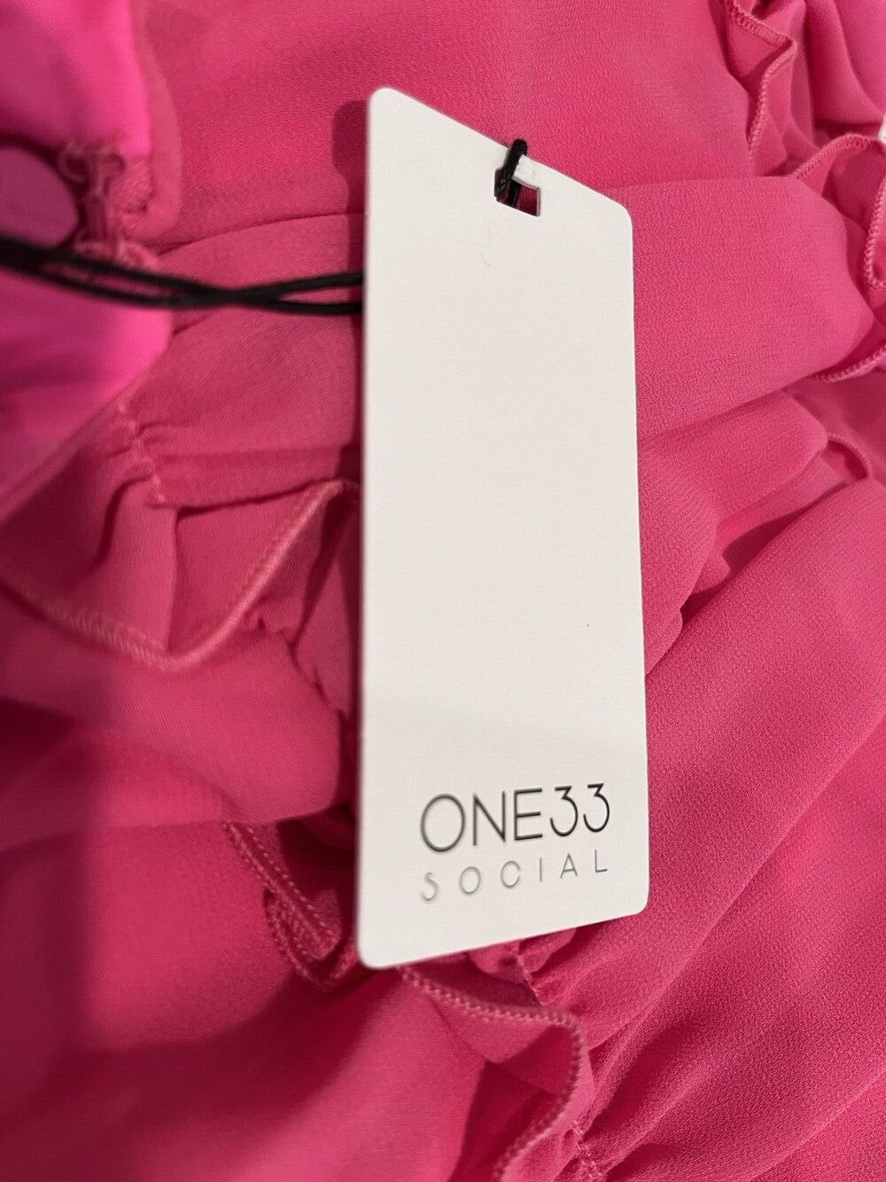 One 33 Social women Fuchsia Pink Tier Ruffle Halter Short Mini Dress size 2 $375 - Picture 9 of 13